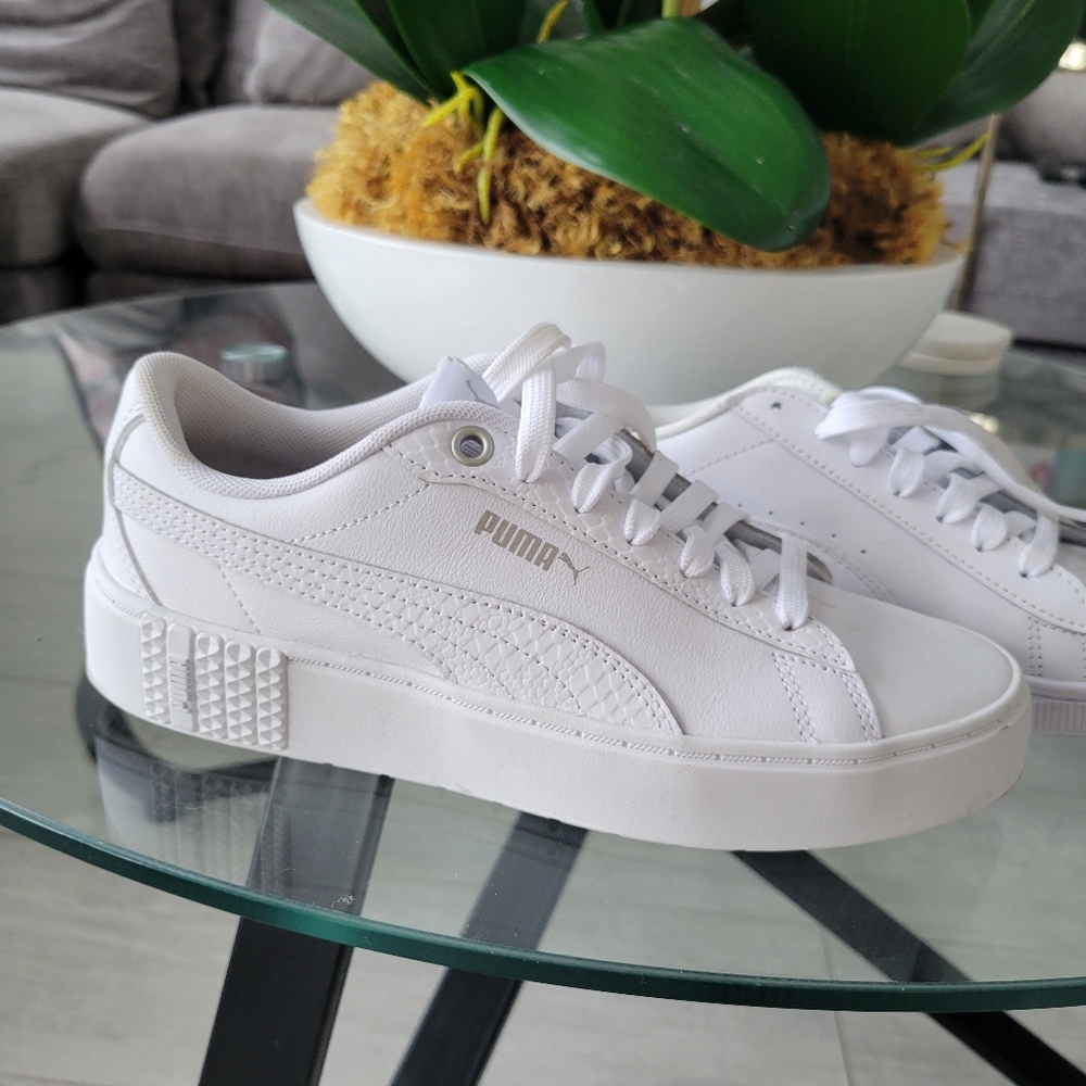 Puma White Leather Sneakers